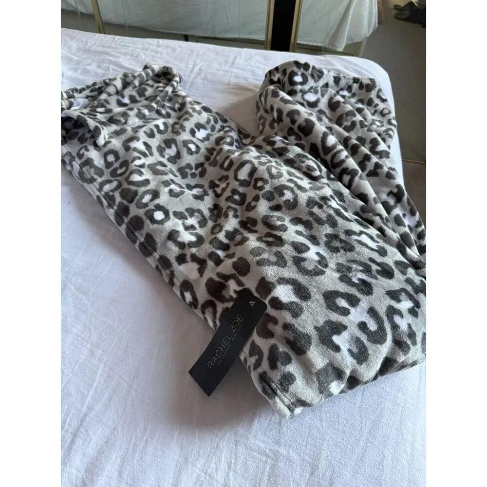 Rachel Zoe Leopard Print Faux Fur Throw Blanket 60x70 Plush Decorative NWT